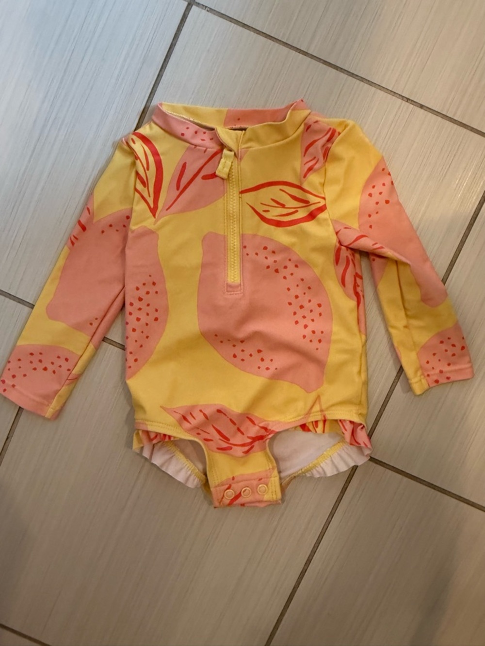 Carter's Long-Sleeve One-Piece Rash Guard - Yellow & Pink Citrus